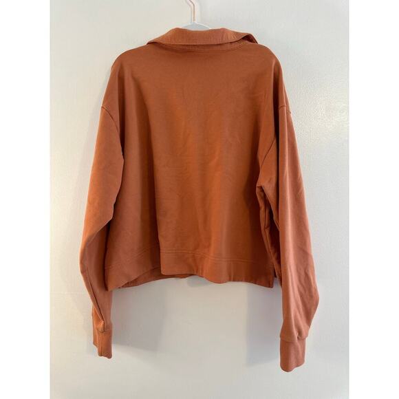 Athleta Preppy Sweatshirt Retroterry Polo Crop Orange Athleisure Relaxed XS - Picture 3 of 9